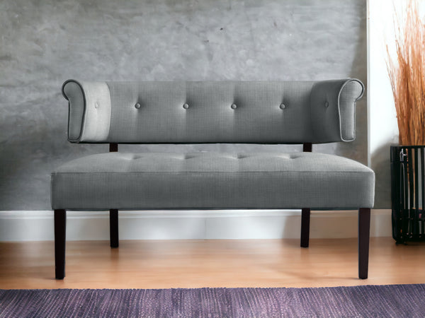 Homeroots 48" Light Gray And Brown Upholstered Linen Bench Light Grey,Linen Manufactured Wood 490927