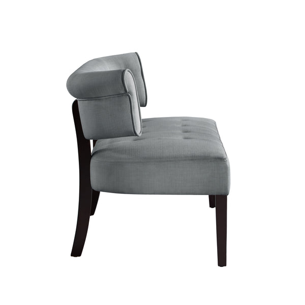 Homeroots 48" Light Gray And Brown Upholstered Linen Bench Light Grey,Linen Manufactured Wood 490927