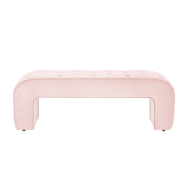 Homeroots 52" Blush Upholstered Velvet Bench Blush Manufactured Wood 490928