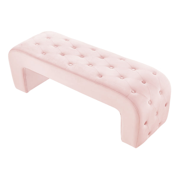 Homeroots 52" Blush Upholstered Velvet Bench Blush Manufactured Wood 490928