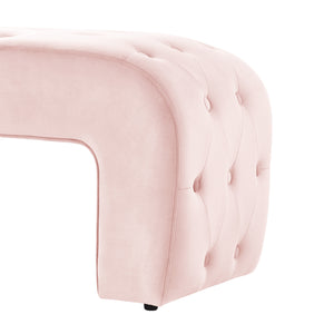 Homeroots 52" Blush Upholstered Velvet Bench Blush Manufactured Wood 490928
