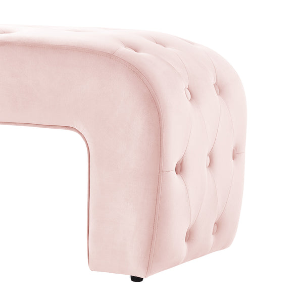 Homeroots 52" Blush Upholstered Velvet Bench Blush Manufactured Wood 490928