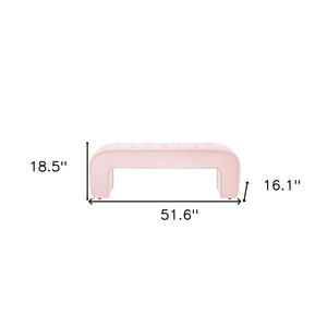Homeroots 52" Blush Upholstered Velvet Bench Blush Manufactured Wood 490928