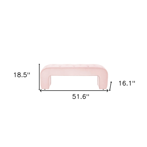 Homeroots 52" Blush Upholstered Velvet Bench Blush Manufactured Wood 490928
