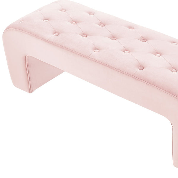 Homeroots 52" Blush Upholstered Velvet Bench Blush Manufactured Wood 490928