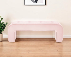 Homeroots 52" Blush Upholstered Velvet Bench Blush Manufactured Wood 490928