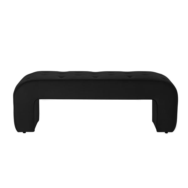 Homeroots 52" Black Upholstered Velvet Bench Black Manufactured Wood 490929