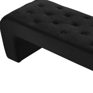 Homeroots 52" Black Upholstered Velvet Bench Black Manufactured Wood 490929