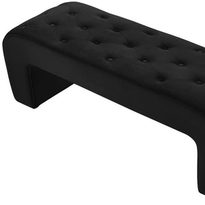 Homeroots 52" Black Upholstered Velvet Bench Black Manufactured Wood 490929