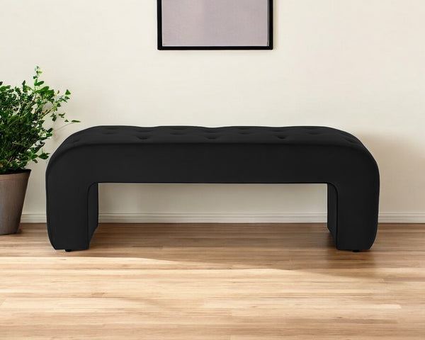 Homeroots 52" Black Upholstered Velvet Bench Black Manufactured Wood 490929