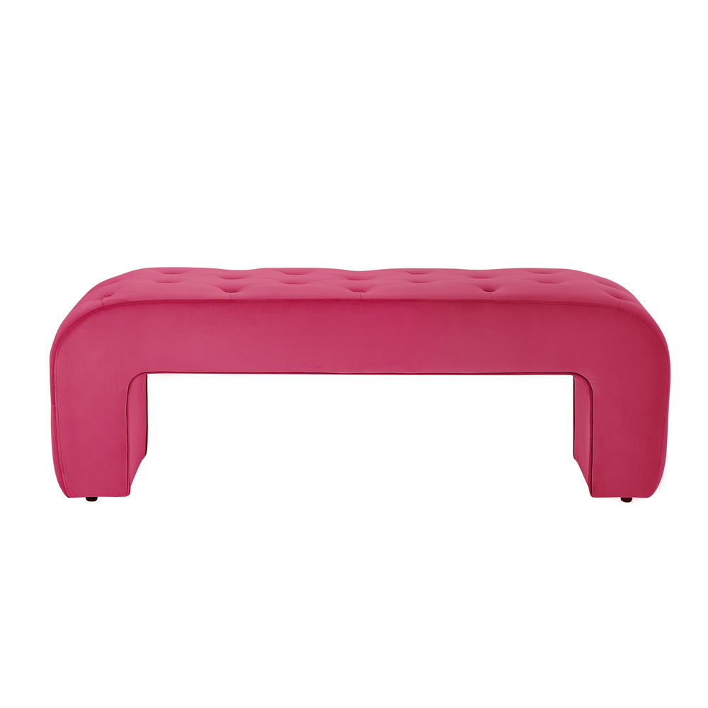 Homeroots 52" Fuchsia Upholstered Velvet Bench Fuchsia Manufactured Wood 490930