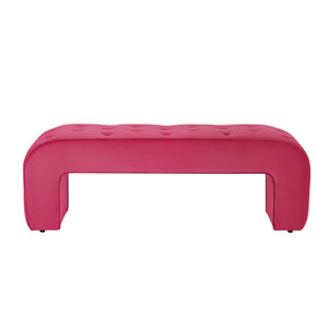 Homeroots 52" Fuchsia Upholstered Velvet Bench Fuchsia Manufactured Wood 490930