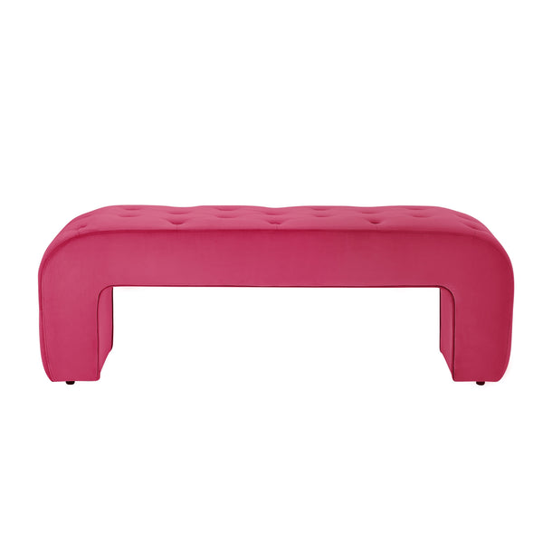 Homeroots 52" Fuchsia Upholstered Velvet Bench Fuchsia Manufactured Wood 490930
