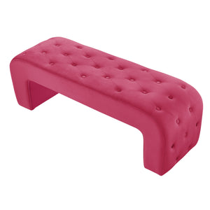 Homeroots 52" Fuchsia Upholstered Velvet Bench Fuchsia Manufactured Wood 490930