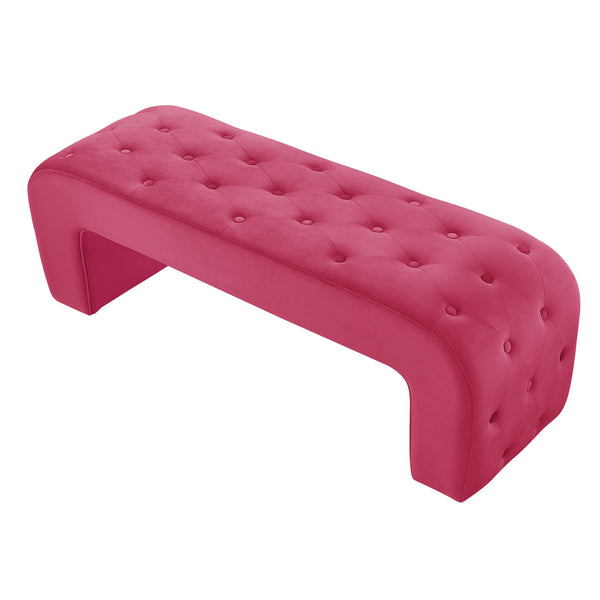 Homeroots 52" Fuchsia Upholstered Velvet Bench Fuchsia Manufactured Wood 490930