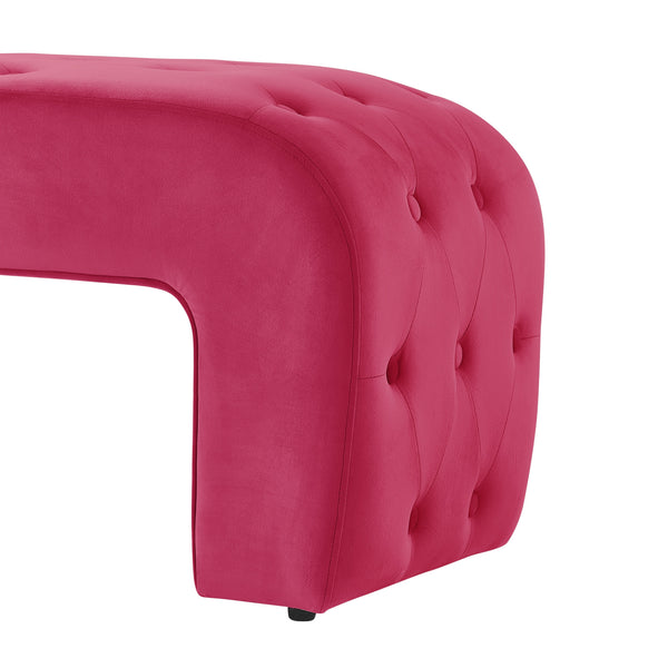 Homeroots 52" Fuchsia Upholstered Velvet Bench Fuchsia Manufactured Wood 490930