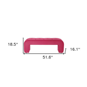 Homeroots 52" Fuchsia Upholstered Velvet Bench Fuchsia Manufactured Wood 490930