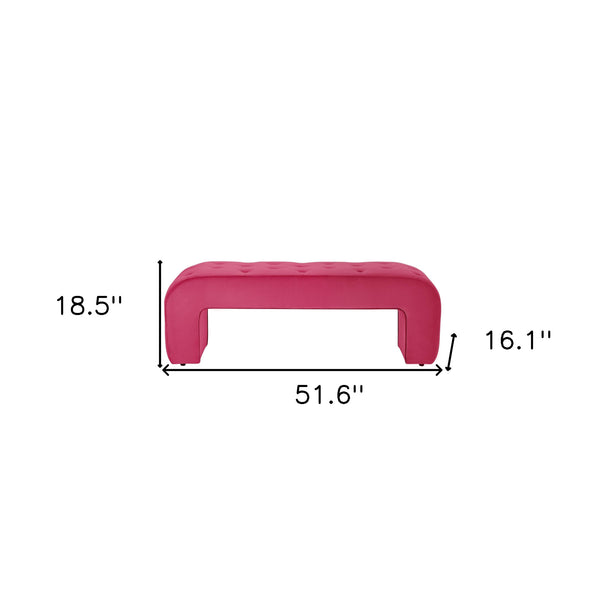Homeroots 52" Fuchsia Upholstered Velvet Bench Fuchsia Manufactured Wood 490930