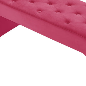 Homeroots 52" Fuchsia Upholstered Velvet Bench Fuchsia Manufactured Wood 490930