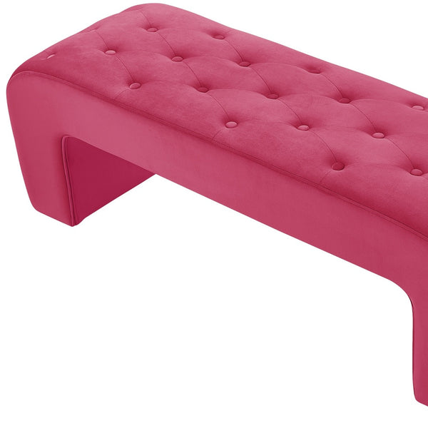 Homeroots 52" Fuchsia Upholstered Velvet Bench Fuchsia Manufactured Wood 490930