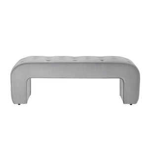 Homeroots 52" Gray Upholstered Velvet Bench Grey Manufactured Wood 490931