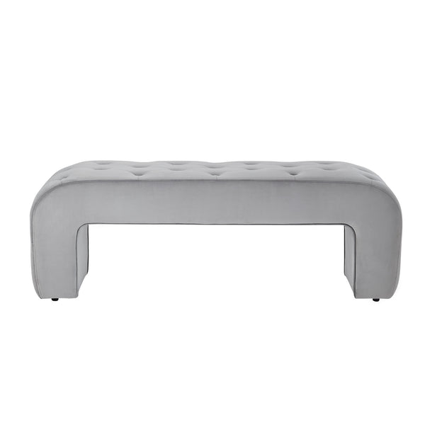Homeroots 52" Gray Upholstered Velvet Bench Grey Manufactured Wood 490931
