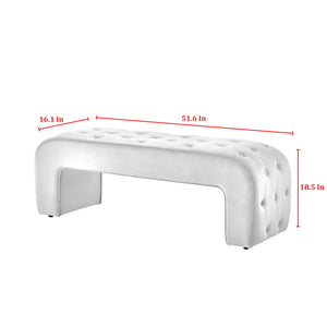 Homeroots 52" Gray Upholstered Velvet Bench Grey Manufactured Wood 490931