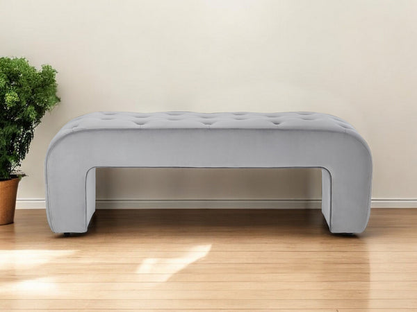 Homeroots 52" Gray Upholstered Velvet Bench Grey Manufactured Wood 490931
