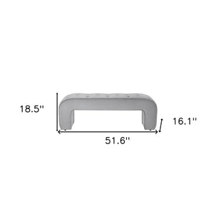 Homeroots 52" Gray Upholstered Velvet Bench Grey Manufactured Wood 490931
