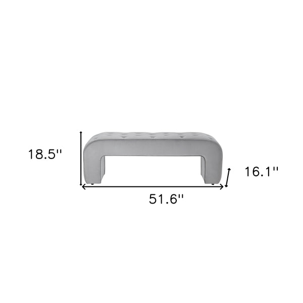 Homeroots 52" Gray Upholstered Velvet Bench Grey Manufactured Wood 490931