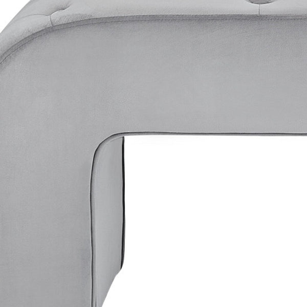 Homeroots 52" Gray Upholstered Velvet Bench Grey Manufactured Wood 490931