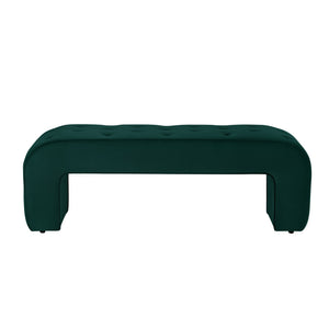 Homeroots 52" Hunter Green Upholstered Velvet Bench Hunter Green Manufactured Wood 490932