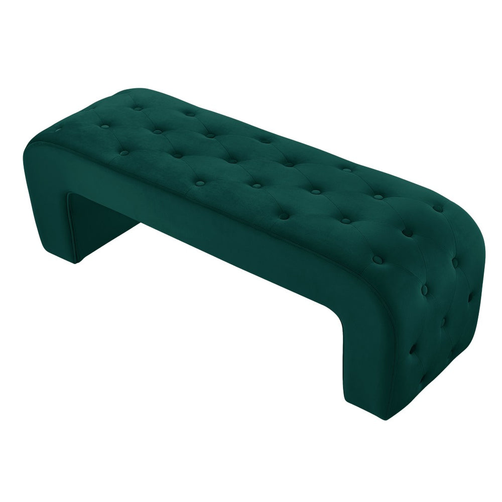 HomeRoots 52" Velvet Upholstered Bench - Modern Chic Seating Solution for Bedroom, Entryway, or Living Space Hunter Green 490932