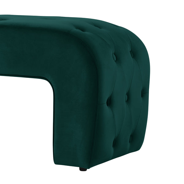 Homeroots 52" Hunter Green Upholstered Velvet Bench Hunter Green Manufactured Wood 490932