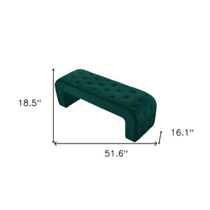 Homeroots 52" Hunter Green Upholstered Velvet Bench Hunter Green Manufactured Wood 490932
