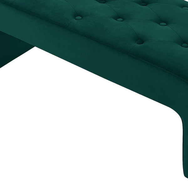 Homeroots 52" Hunter Green Upholstered Velvet Bench Hunter Green Manufactured Wood 490932