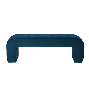 Homeroots 52" Navy Blue Upholstered Velvet Bench Navy Manufactured Wood 490933