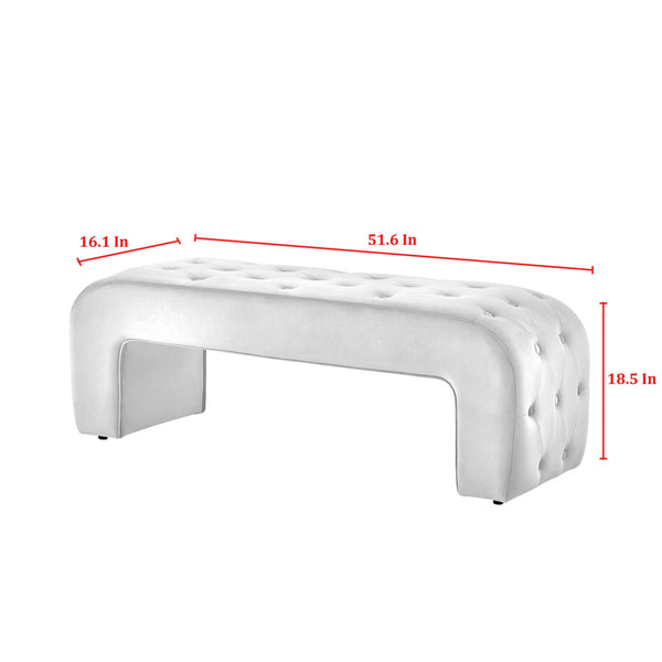 Homeroots 52" Navy Blue Upholstered Velvet Bench Navy Manufactured Wood 490933