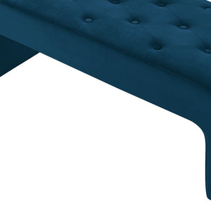 Homeroots 52" Navy Blue Upholstered Velvet Bench Navy Manufactured Wood 490933