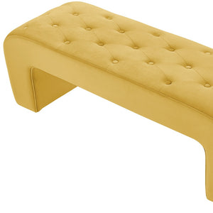 Homeroots 52" Yellow Upholstered Velvet Bench Yellow Manufactured Wood 490934