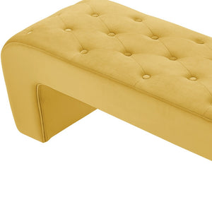 Homeroots 52" Yellow Upholstered Velvet Bench Yellow Manufactured Wood 490934
