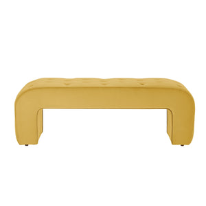 Homeroots 52" Yellow Upholstered Velvet Bench Yellow Manufactured Wood 490934
