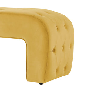 Homeroots 52" Yellow Upholstered Velvet Bench Yellow Manufactured Wood 490934