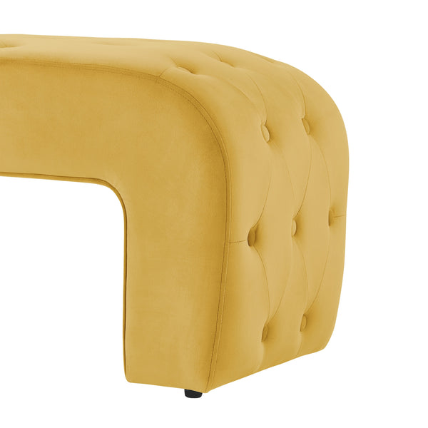Homeroots 52" Yellow Upholstered Velvet Bench Yellow Manufactured Wood 490934