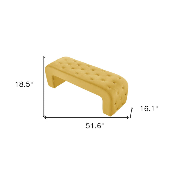 Homeroots 52" Yellow Upholstered Velvet Bench Yellow Manufactured Wood 490934