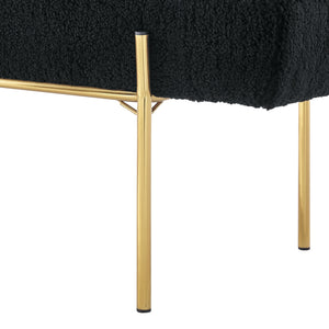 Homeroots 56" Black And Gold Sherpa Upholstered Bench Black Metal 490936