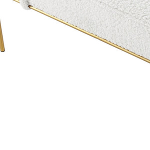 Homeroots 56" Cream And Gold Upholstered Sherpa Bench Cream White Metal 490937