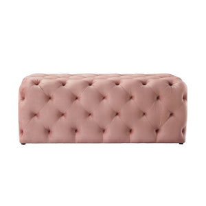 Homeroots 48" Blush And Black Upholstered Velvet Bench Blush,Velvet Manufactured Wood 490938