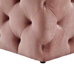 Homeroots 48" Blush And Black Upholstered Velvet Bench Blush,Velvet Manufactured Wood 490938