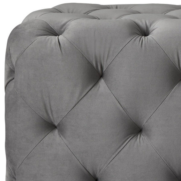 Homeroots 48" Gray And Black Upholstered Velvet Bench Grey,Velvet Manufactured Wood 490939